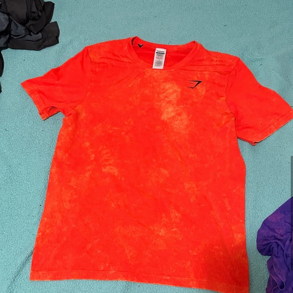 Gymshark seamless washed tie dye orange t shirt large